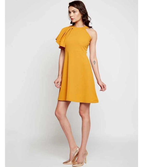 Addyvero Cotton Lycra Yellow Regular Dress - Single - L