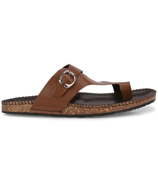 Leeport - Tan Mens Leather Slipper - None