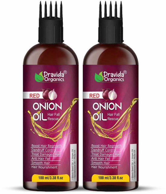 Dravida Organics Red Onion Oil for Controls Hair Fall and Hair Growth 100 mL Pack of 2