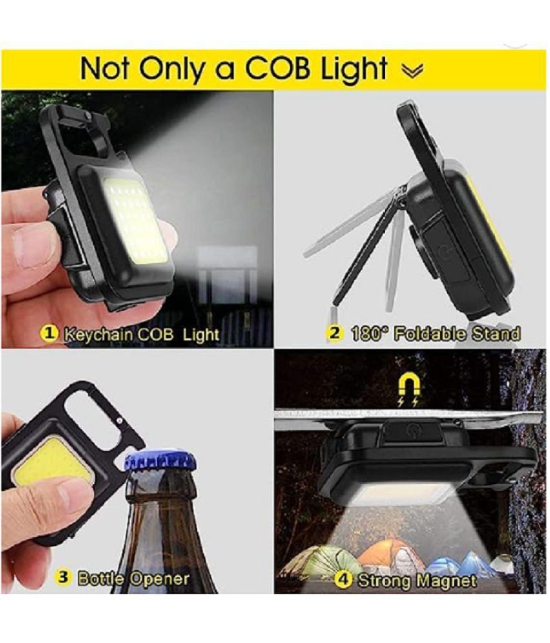 NBOX Selfie Mini Keychain Light,  Flashlight with USB Rechargeable, 4 Modes, with Folding Bracket Bottle Opener with Magnet Base  (Metal )(Black) - Black