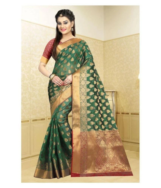 Gazal Fashions Green Banarasi Silk Saree