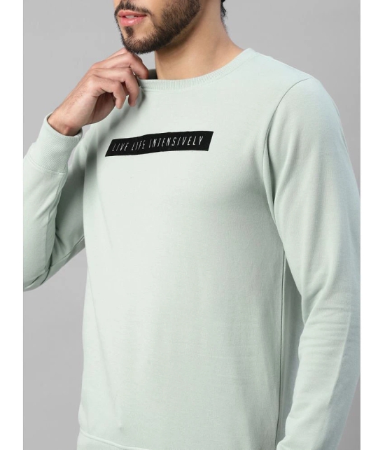 UrbanMark Men Regular Fit Printed Full Sleeves Round Neck Fleece Sweatshirt-Mint Green - None