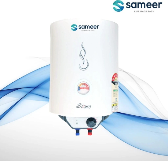 Sameer 25 L Storage Water Geyser (Sicuro Glassline, White)