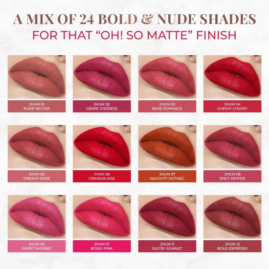 Long Stay Ultra Matte Lipstick with Shea Butter and Jojoba Oil 4 g JHUM 01 Nude Nectar