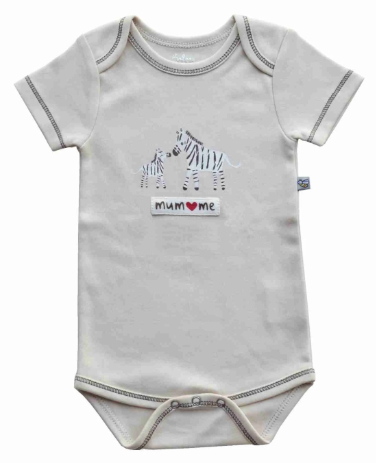 Cream Mum & MeZebra Printed BabyBody/Onesie(100% Cotton Interlock)