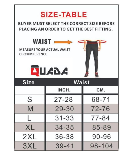 Quada Compression Lower, Pants Tights, Skins Mens Legging, Base Layer for Gym, Running, Cycling, Cricket, Basketball, Yoga, Football, Tennis, Badminton & More - M