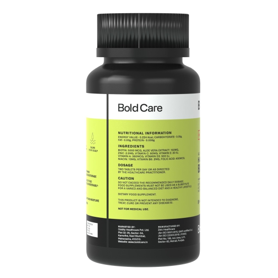 Bold Care Biotin Hair Regrowth Supplements, For Healthier & Stronger Hair - 60 Tablets