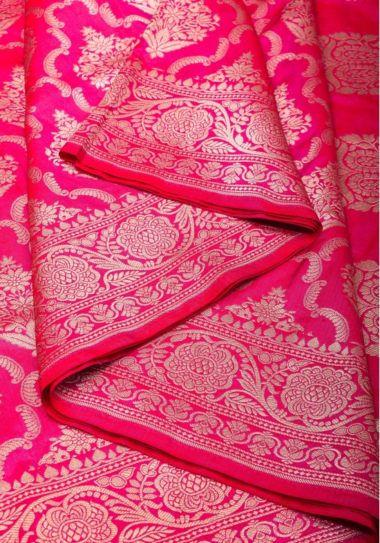 Pink Dual tone Pure Katan Silk Banarasi Saree with Persian Trellis Jaal Weave | SILK MARK CERTIFIED