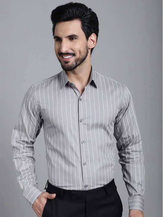 Striped Formal Shirt-L / Grey