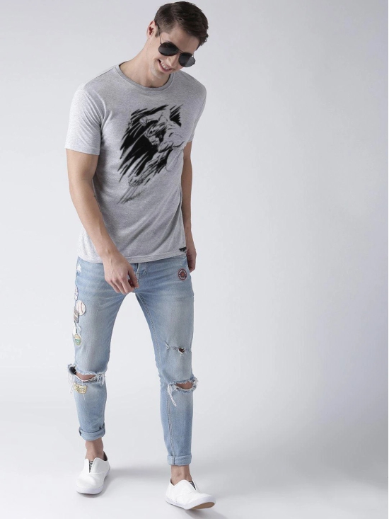 Young Trendz Bio-Wash Cotton Half Sleeve WOLVARIN Graphic Printed GREY T-Shirt-GREY / Large / 100% Bio Wash Cotton