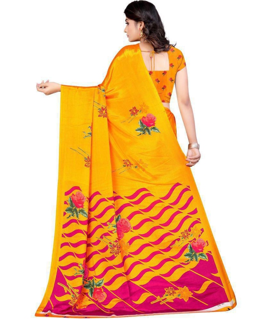 LEELAVATI - Yellow Crepe Saree With Blouse Piece ( Pack of 1 ) - Yellow