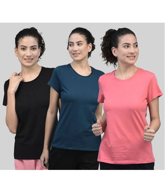 Dollar Multicolor Cotton Blend Regular Fit Womens T-Shirt ( Pack of 3 ) - None