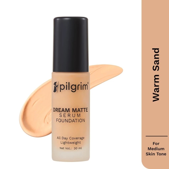 Pilgrim Serum Liquid Foundation, Matte & Poreless, 30 ml | Foundation for face make up infused with Vit C, Hyaluronic Acid & Bamboo Extract |Water-Resistant,All Day Coverage |All Skin Types