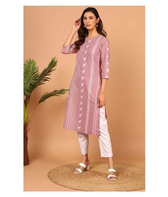 Janasya - Pink Cotton Womens Straight Kurti ( Pack of 1 ) - S