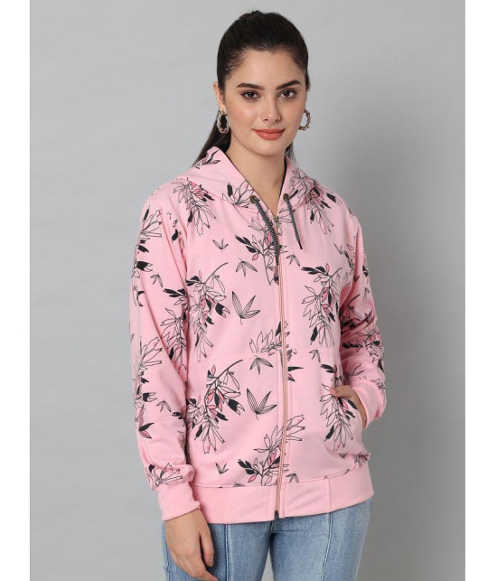 eWools.in Cotton Blend Women''s Hooded Sweatshirt ( Pink ) - None