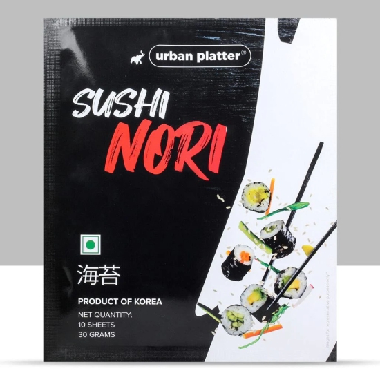 Urban Platter Sushi Nori Sheets, 25g [Roasted Seaweed Laver | Pack of 10 Sheets | Product of Korea | Umami Flavour]