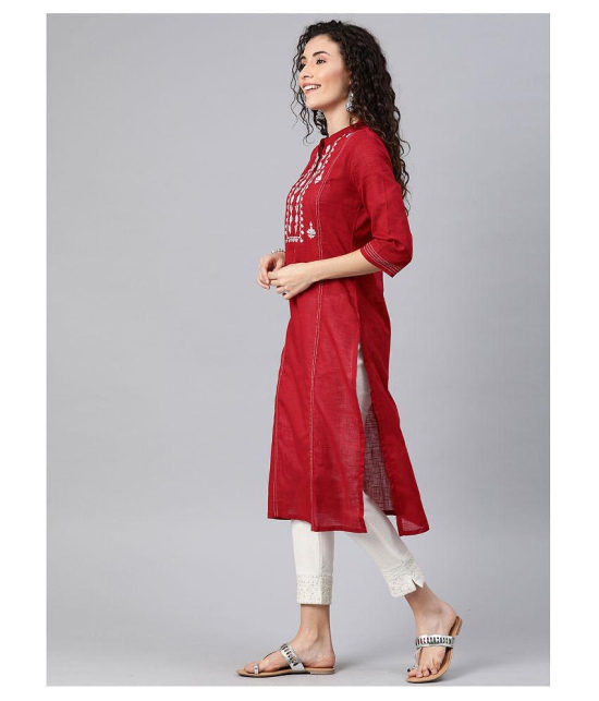 Alena Maroon Cotton Straight Kurti - M