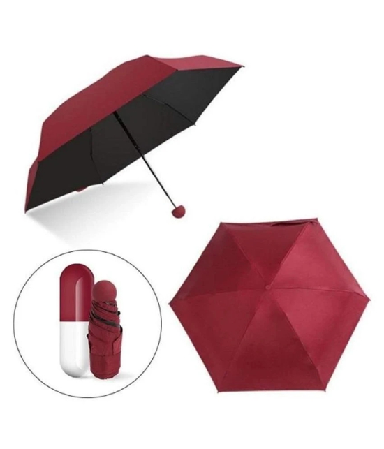 Stylish Capsule Mini Travel Umbrella 4 fold Compact Umbrella - Maroon