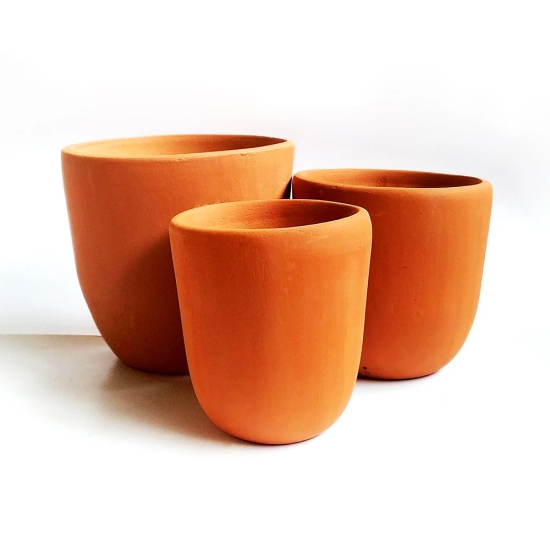 Handcrafted Terracotta Cone Classic Terracotta Planters (Set of 3)