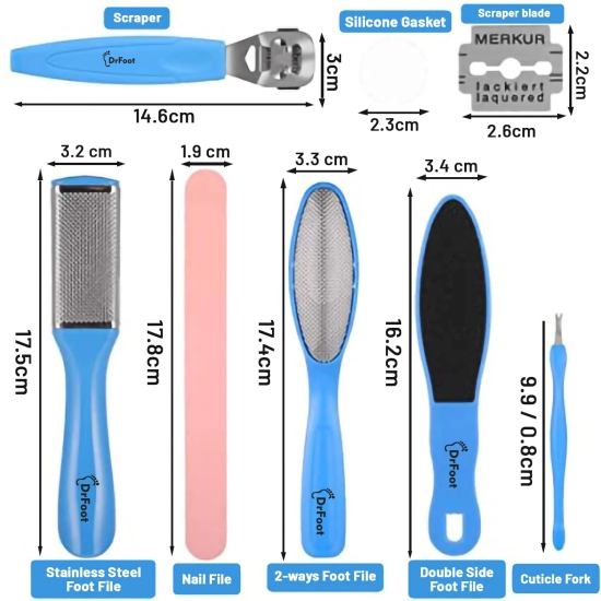 Dr Foot Pedicure Tools - 8 in 1 Kit: Foot Scrubber, Callus Remover, Foot File, Nail Repair - 1 Set-Dr Foot Pedicure Tools - 8 in 1 Kit | Foot Scrubber, Callus Remover, Foot File, Nail Repair - 1 Set