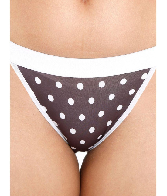 ILRASO - Black Nylon Printed Women's Thongs ( Pack of 1 ) - None