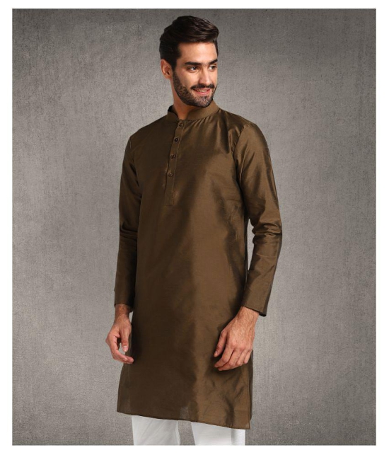 Hangup Brown Silk Kurta Single - None