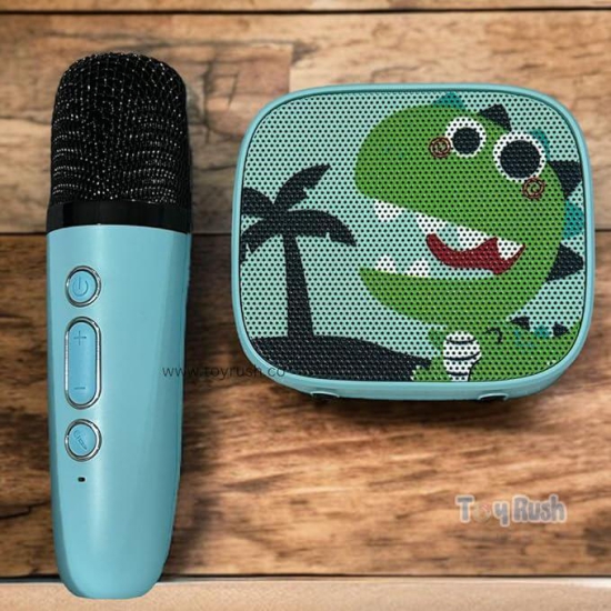 Portable Bluetooth Speaker with Wireless Microphone-Dino Green