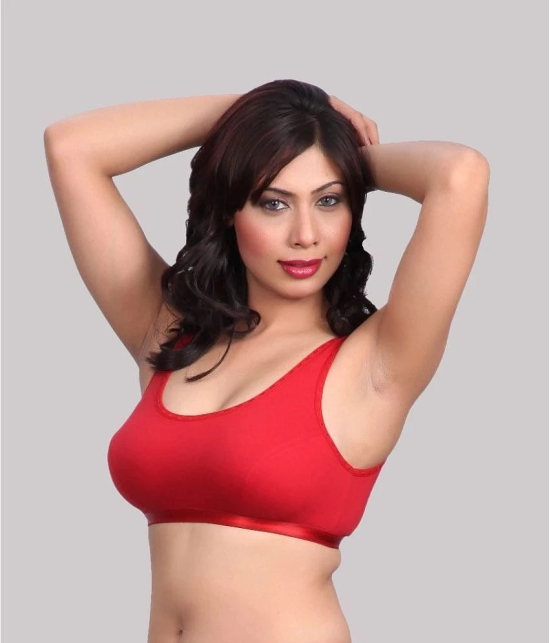 Kiran Enterprises Red Cotton Non Padded Womens T-Shirt Bra ( Pack of 2 ) - None