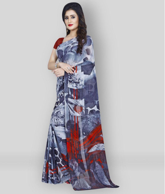 Anand - Grey Georgette Saree With Blouse Piece ( Pack of 1 ) - Grey