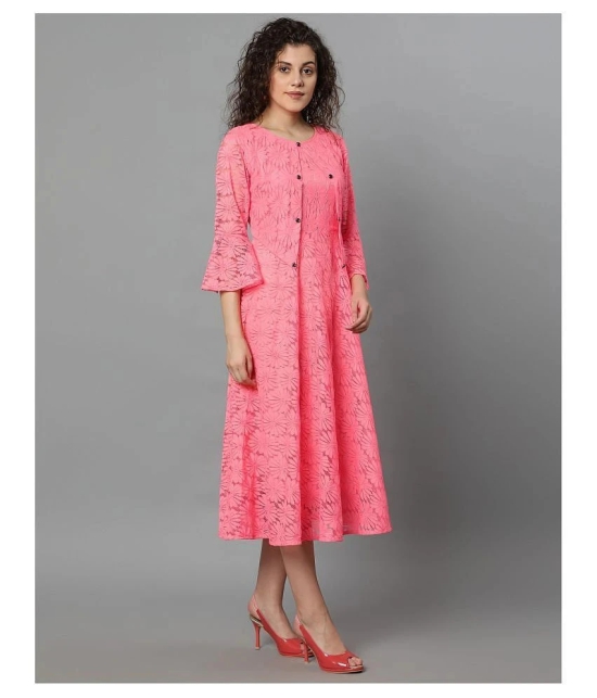 Selvia Net Pink A- line Dress - - L