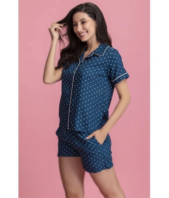 Clovia 100% Cotton Nightsuit Sets - Blue - None