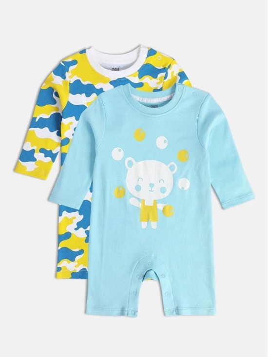 miniklub Multicolor Cotton Rompers For Baby Boy ( Pack of 2 ) - None