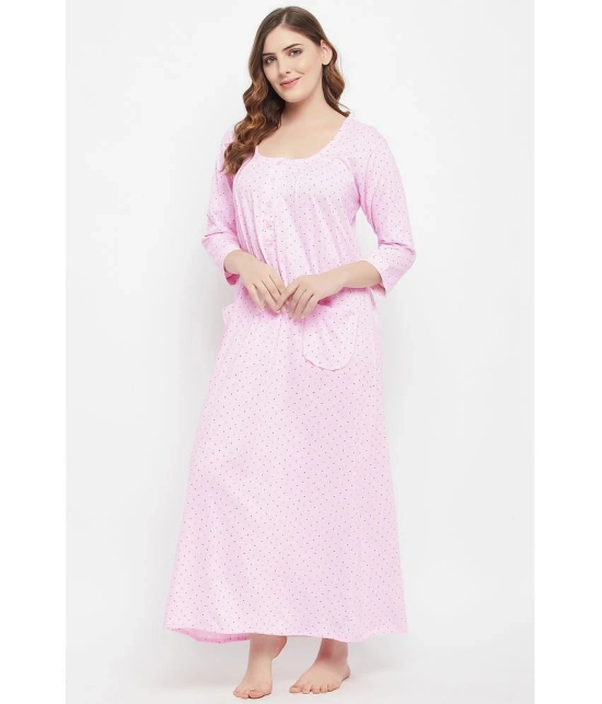 Clovia Pink Cotton Womens Nightwear Nighty & Night Gowns ( Pack of 1 ) - None