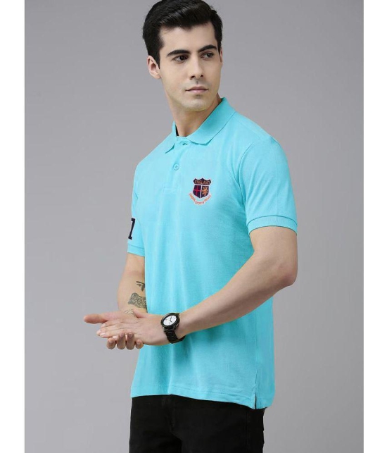 ADORATE - Turquoise Cotton Regular Fit Mens Polo T Shirt ( Pack of 1 ) - None