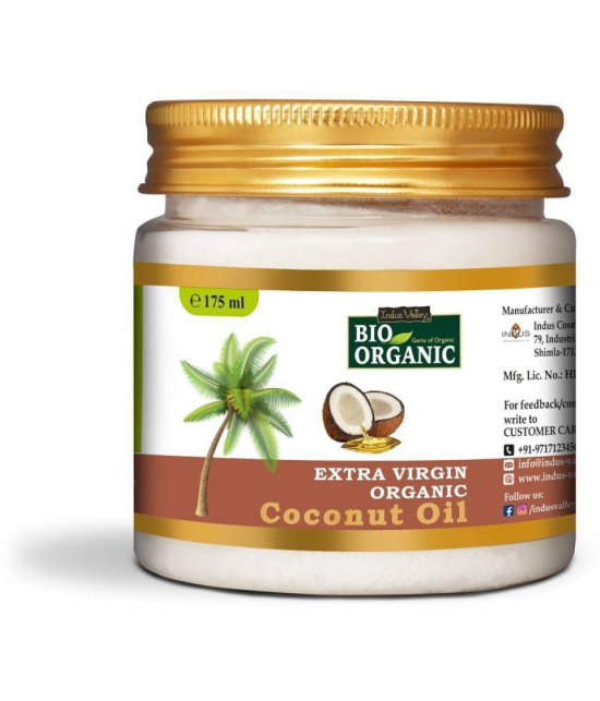 Indus Valley Bio Organic Extra Virgin Coconut Oil For Body, Hair & Skin Care 175ml