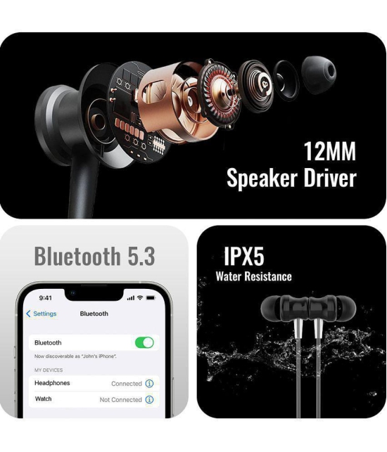 Tecsox In-the-ear Bluetooth Headset with Upto 30h Talktime Deep Bass - Black - Black