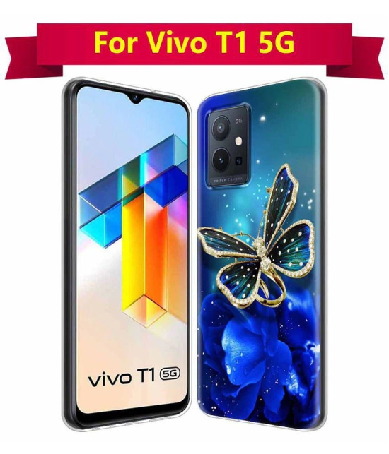 NBOX - Multicolor Silicon Printed Back Cover Compatible For Vivo T1 5G ( Pack of 1 )