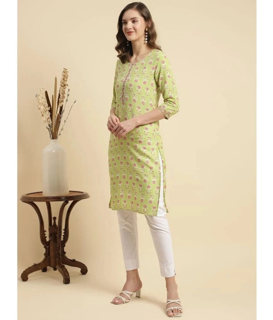 Rangita Women Green Rayon Floral Printed Knee Length Straight Kurti - None