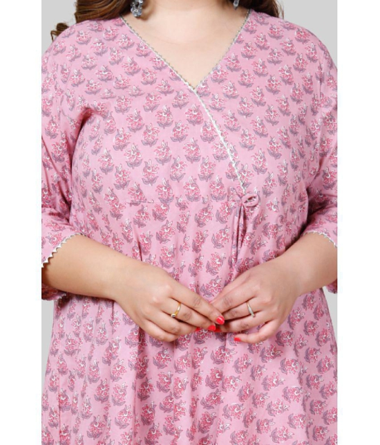 miravan - Pink Cotton Women''s Anarkali Kurti ( Pack of 1 ) - None