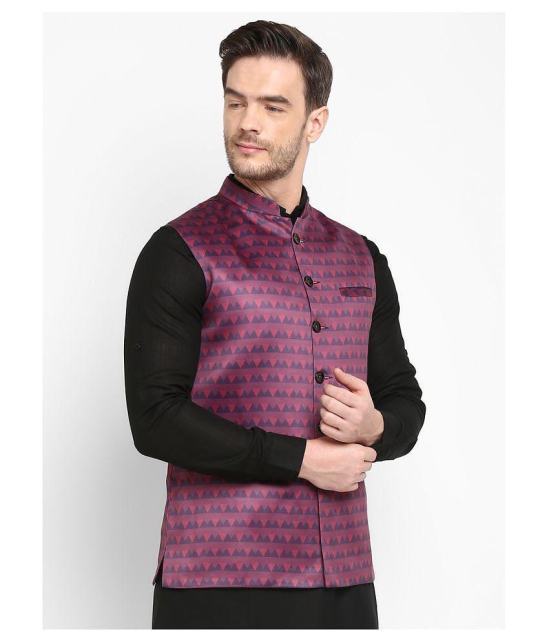 Hangup Mauve Cotton Blend Nehru Jacket - None