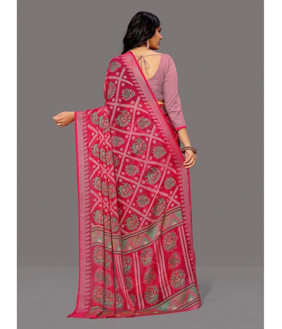 Sitanjali - Pink Brasso Saree With Blouse Piece ( Pack of 1 ) - Pink