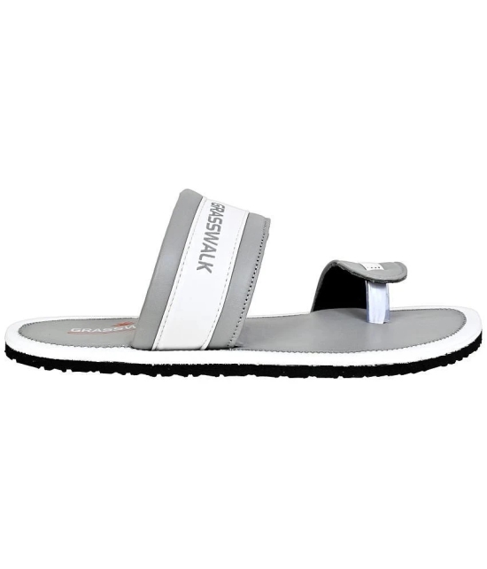 GRASS WALK - Gray Mens Leather Slipper - None