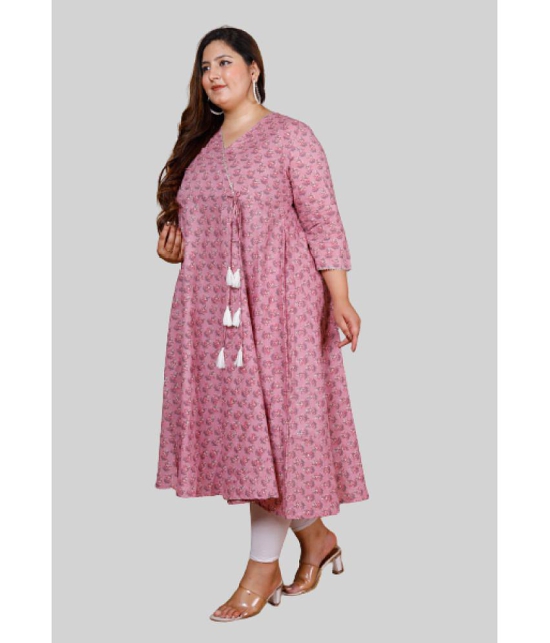 miravan - Pink Cotton Women's Angrakha Kurti ( Pack of 1 ) - None