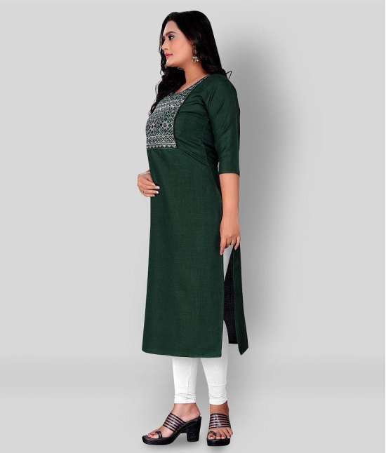 Rangrasiya - Green Cotton Blend Women's Straight Kurti ( Pack of 1 ) - 4XL