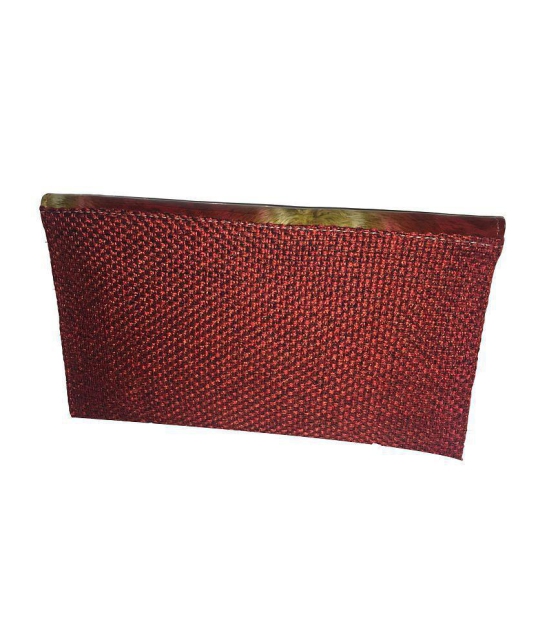 Apnav Red Jute Clutch With Sling Chain