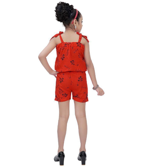 Arshia Fashions - Red Cotton Girls Jumpsuit ( Pack of 1 ) - None