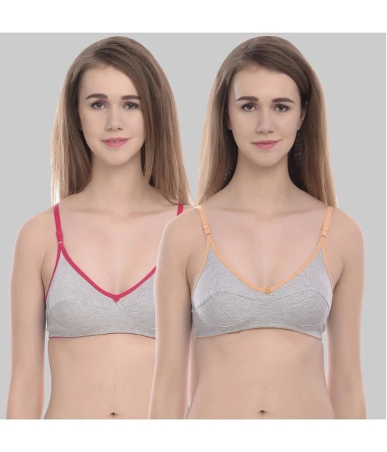 Elina - Beige Cotton Non Padded Womens T-Shirt Bra ( Pack of 2 ) - None