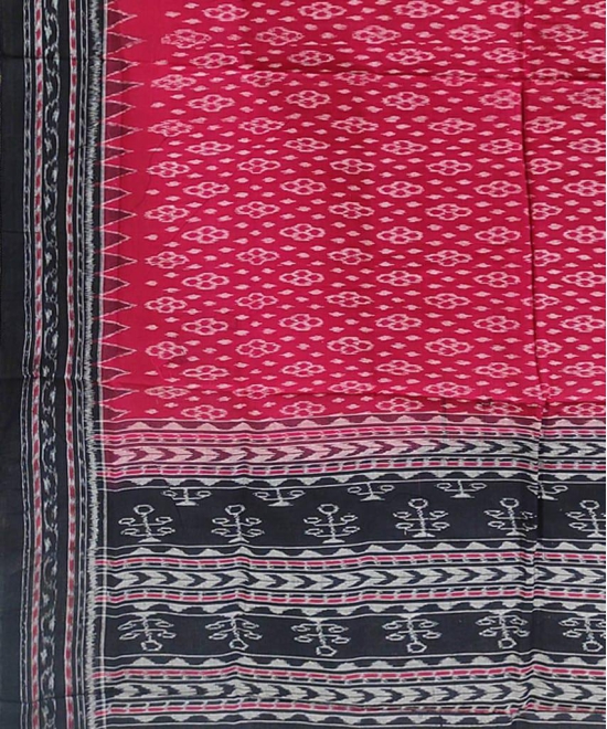 Red Black Sambalpuri Handwoven Single Ikat Cotton Dupatta