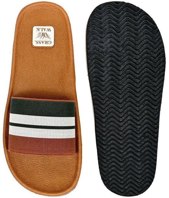 GRASS WALK Tan Mens Slide Flip Flop - None