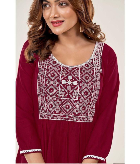 Glomee - Maroon Viscose Women's Tunic ( Pack of 1 ) - None